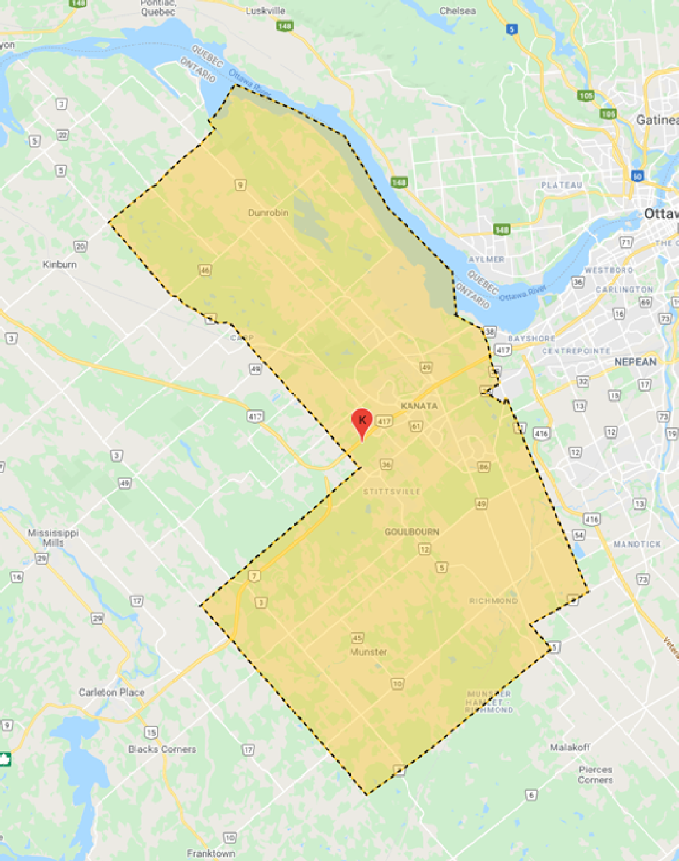 Map describing KBA's LL Ontario D2 Territory